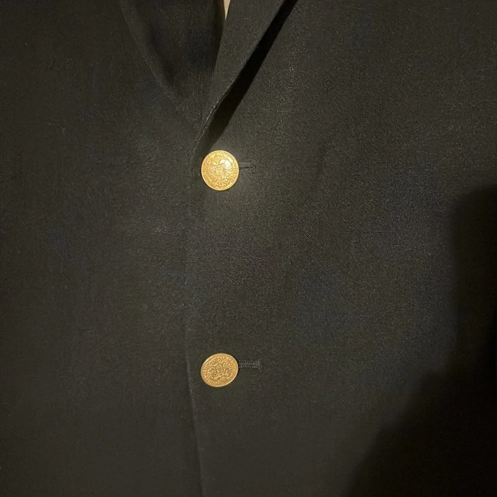Bill Blass mens black 100% wool gabardine blazer